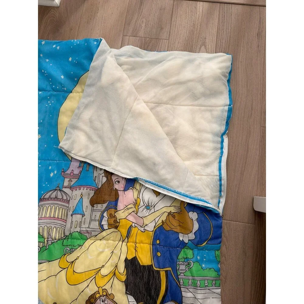 Disney Beauty & The Beast Sleeping Bag Kids Bedding Blue & Yellow 100% Polyester